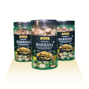 makhzo mint magic roasted makhana | minty fox nuts snack | roasted in olive oil | gluten free | cholesterol free | high protein & fibre | healthy namkeen alternative | 100g jar